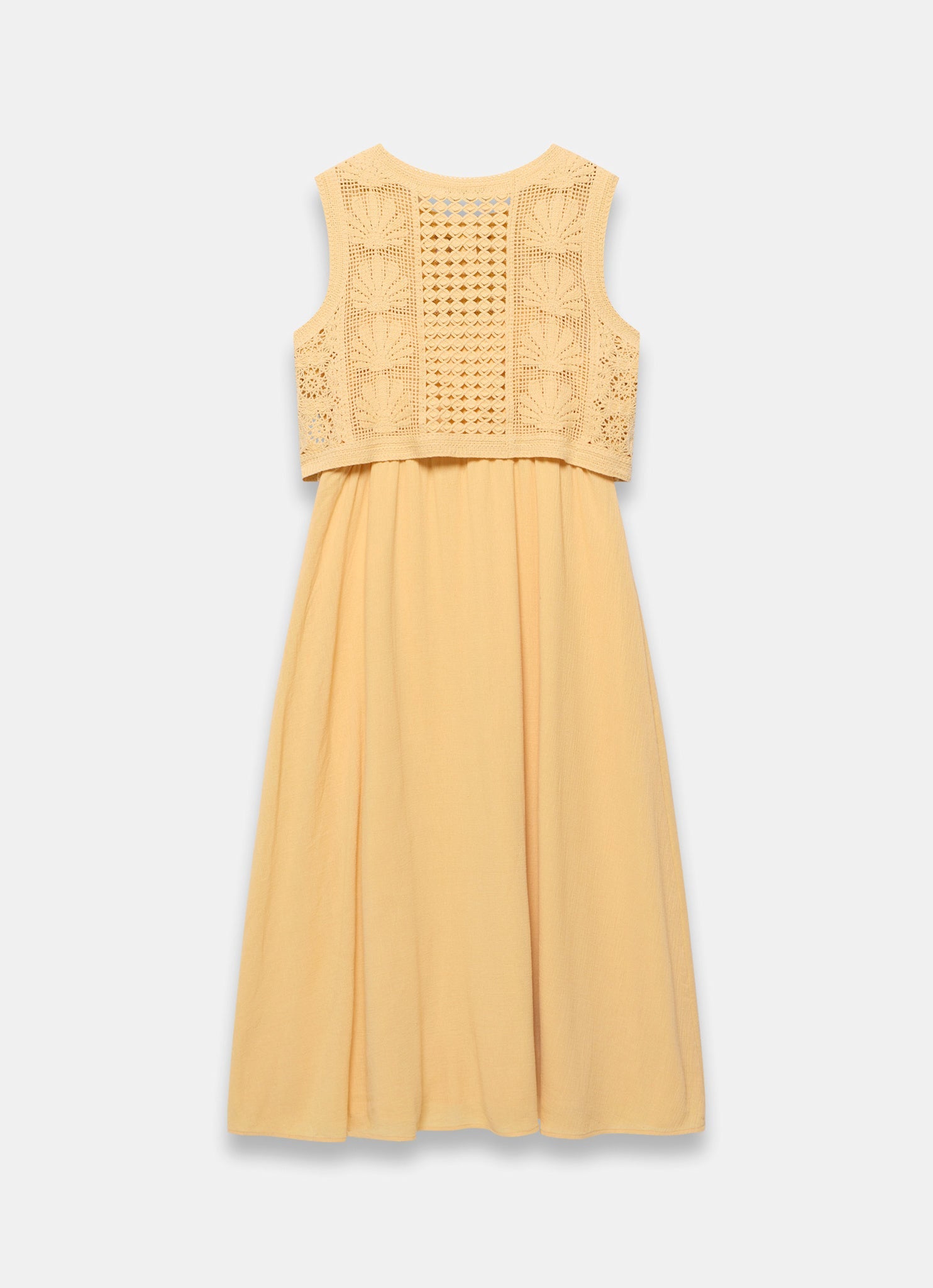 Yellow Crochet Shell Maxi Dress