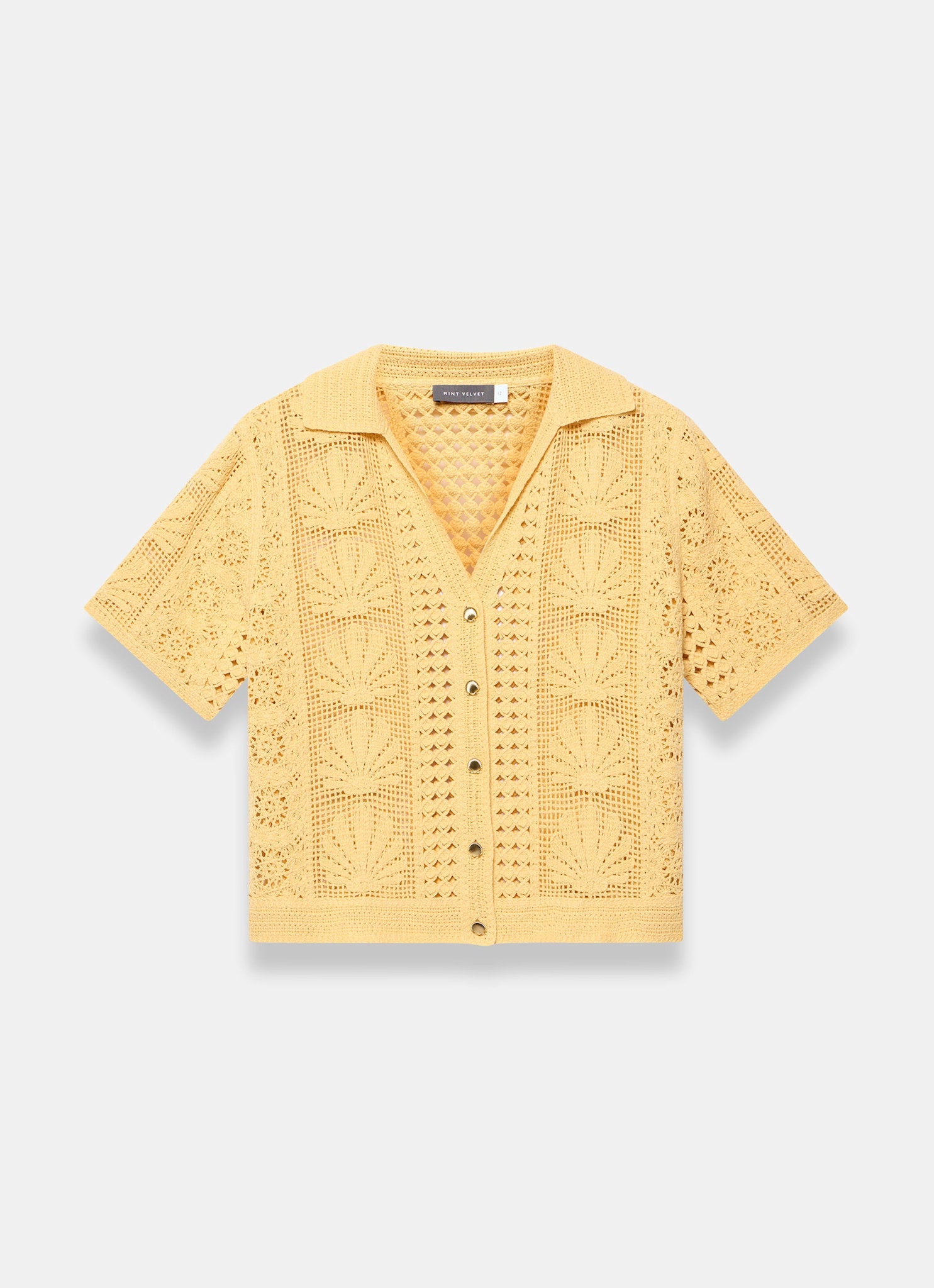 Yellow Crochet Shell Shirt