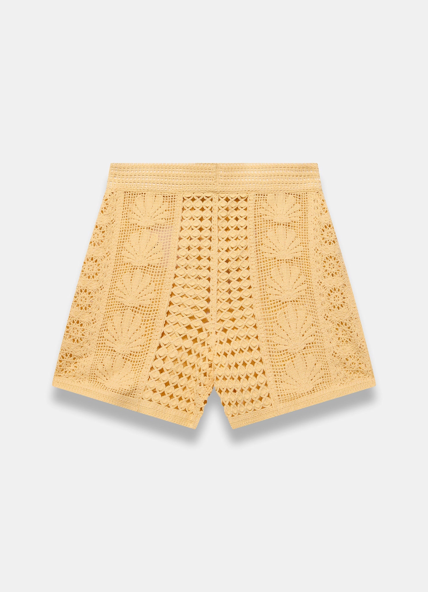 Yellow Crochet Shell Shorts