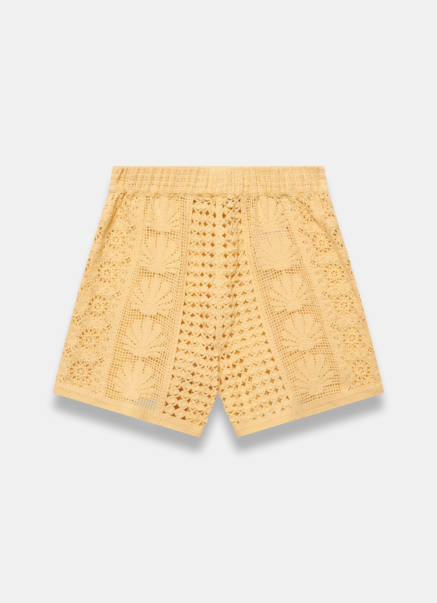 Yellow Crochet Shell Shorts