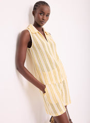 Yellow Stripe Beach Shorts Set