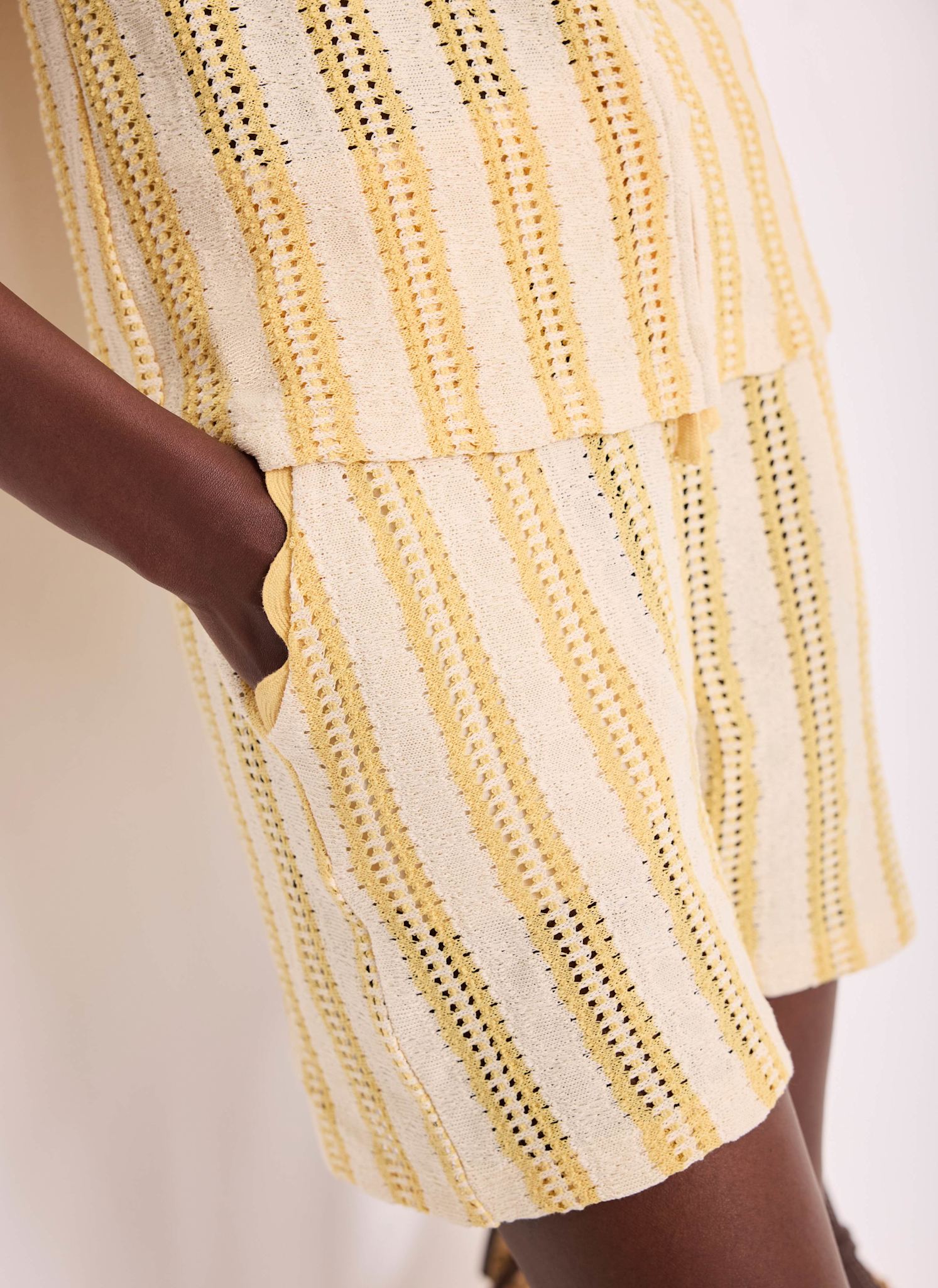 Yellow Stripe Beach Shorts Set
