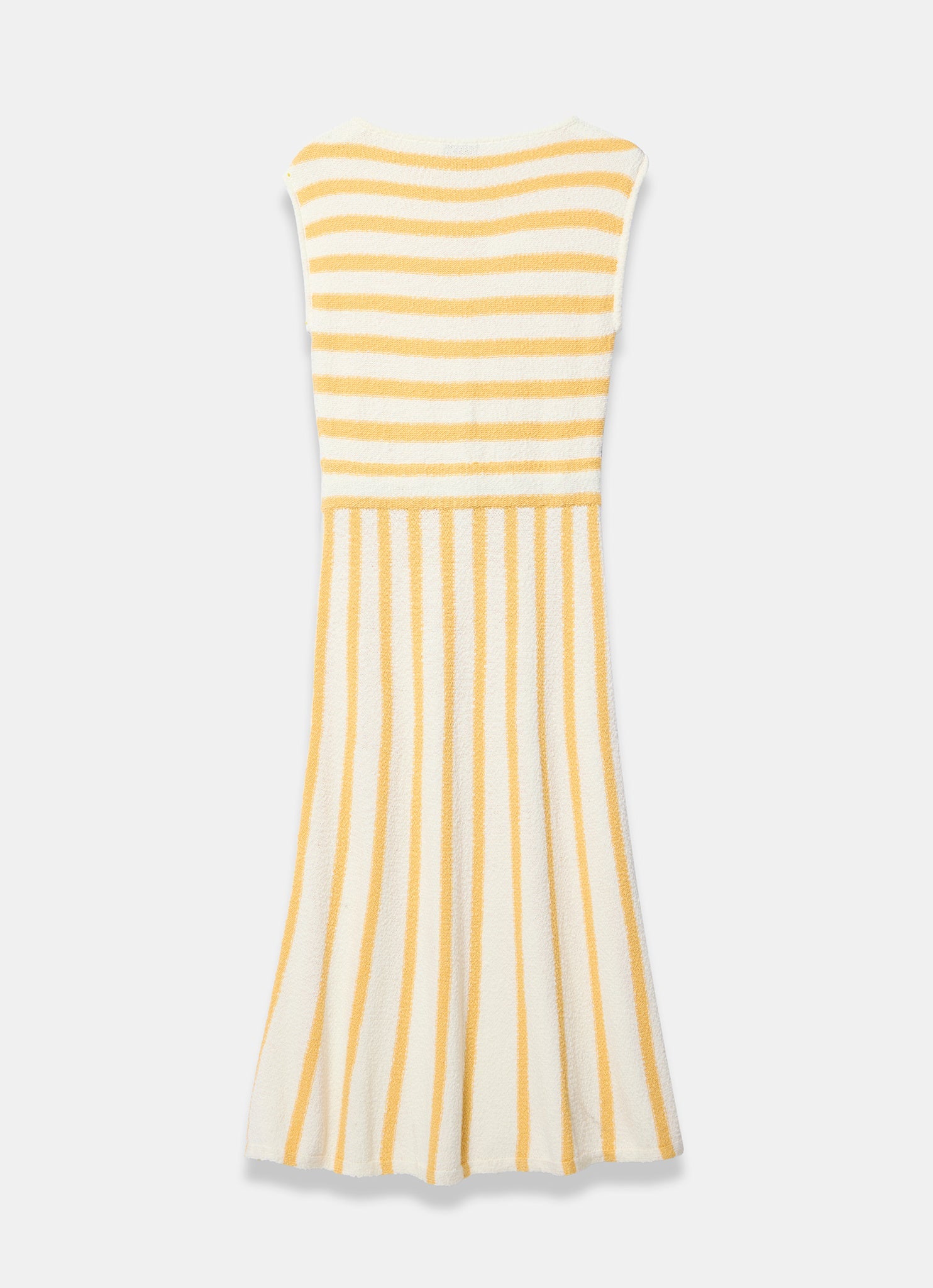 Yellow Cotton Blend Striped Midi Dress