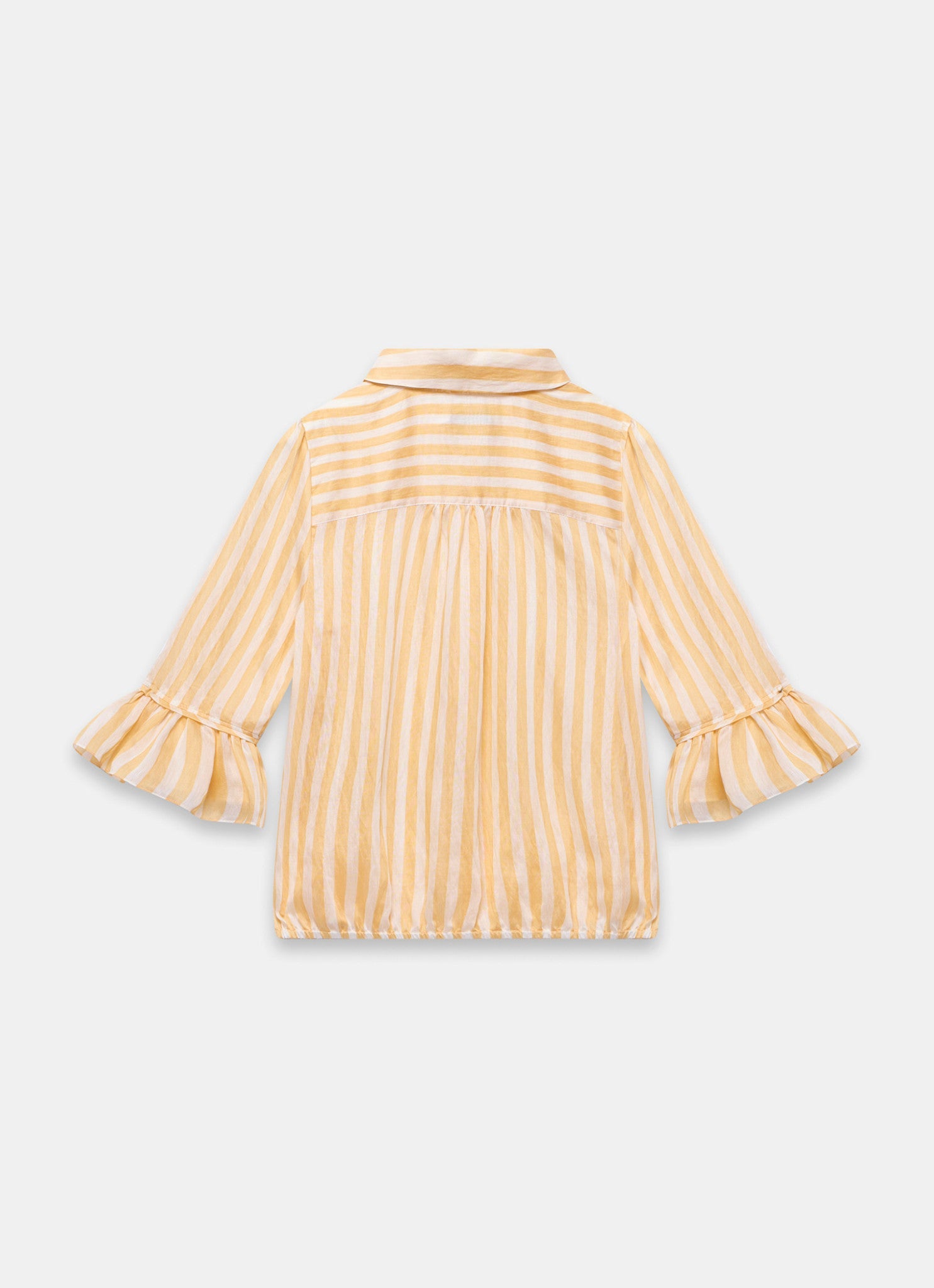 Yellow Striped Ruffle Detail Shirt
