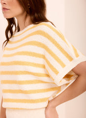 Yellow Striped Textured Knit Top