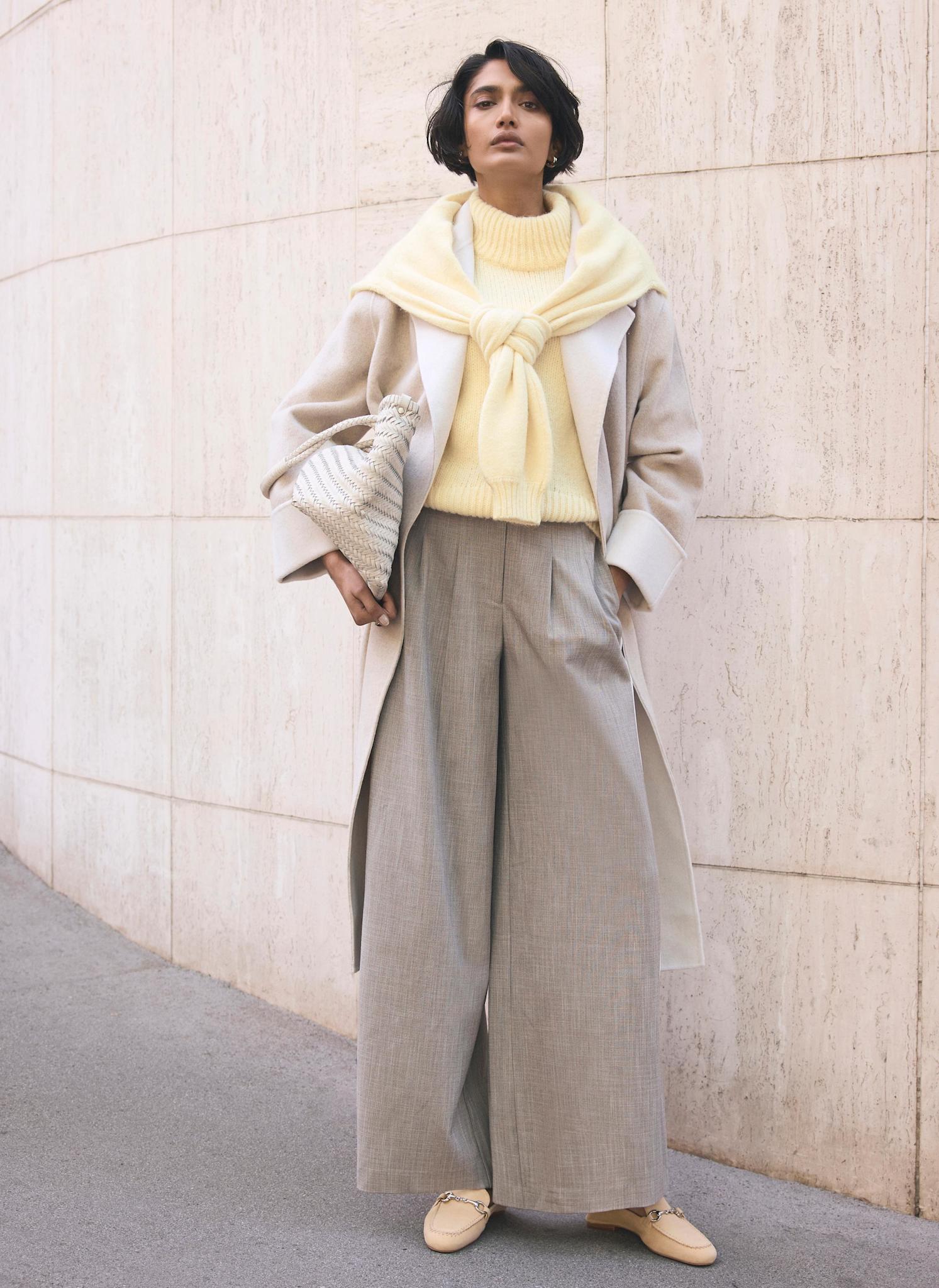 Butter Yellow Wool Blend High Neck Knit Top