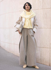 Butter Yellow Wool Blend High Neck Knit Top