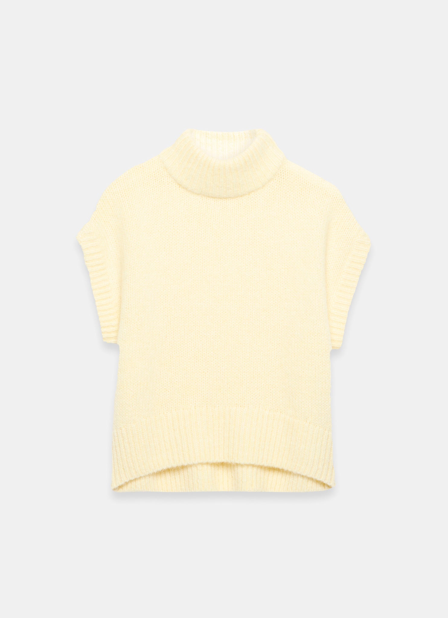 Butter Yellow Wool Blend High Neck Knit Top