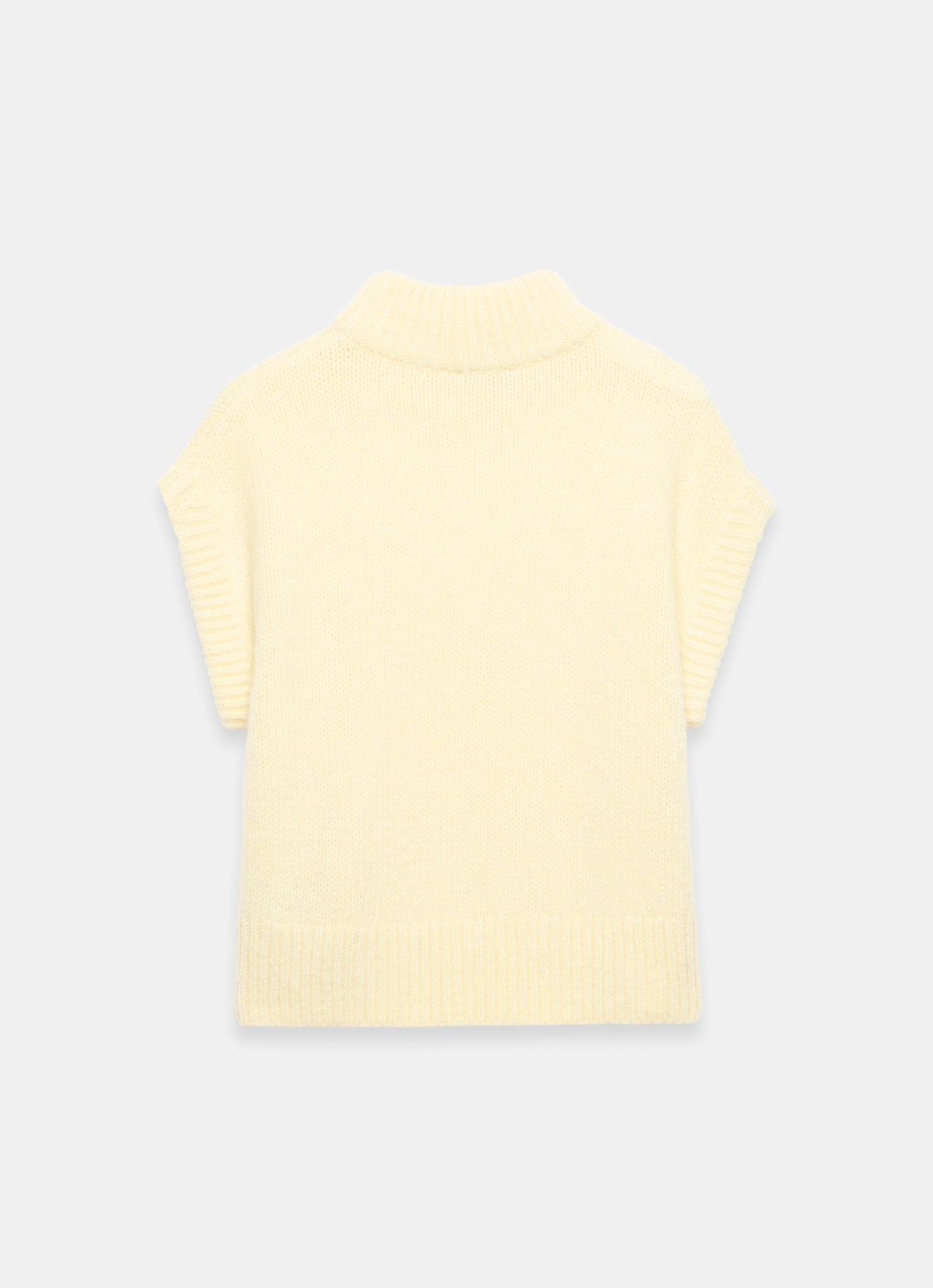 Butter Yellow Wool Blend High Neck Knit Top