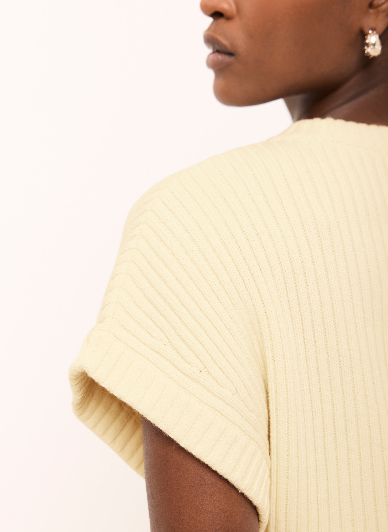 Butter Yellow Wool Blend Longline Knit Top