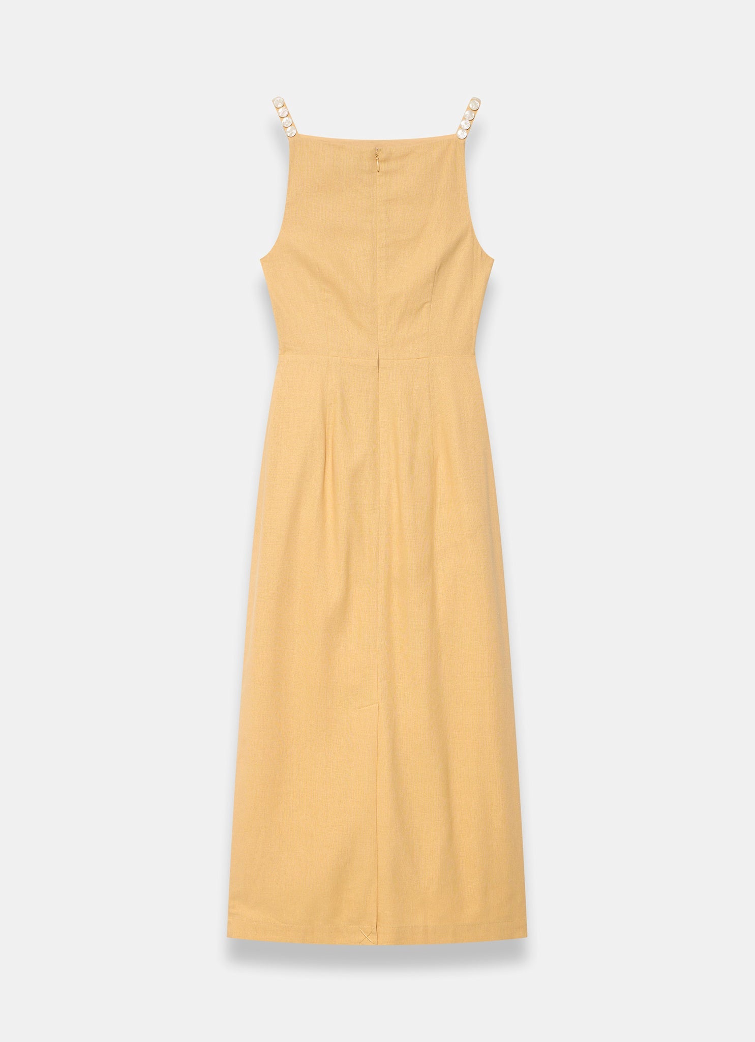 Yellow Linen Blend Wrap Midi Dress