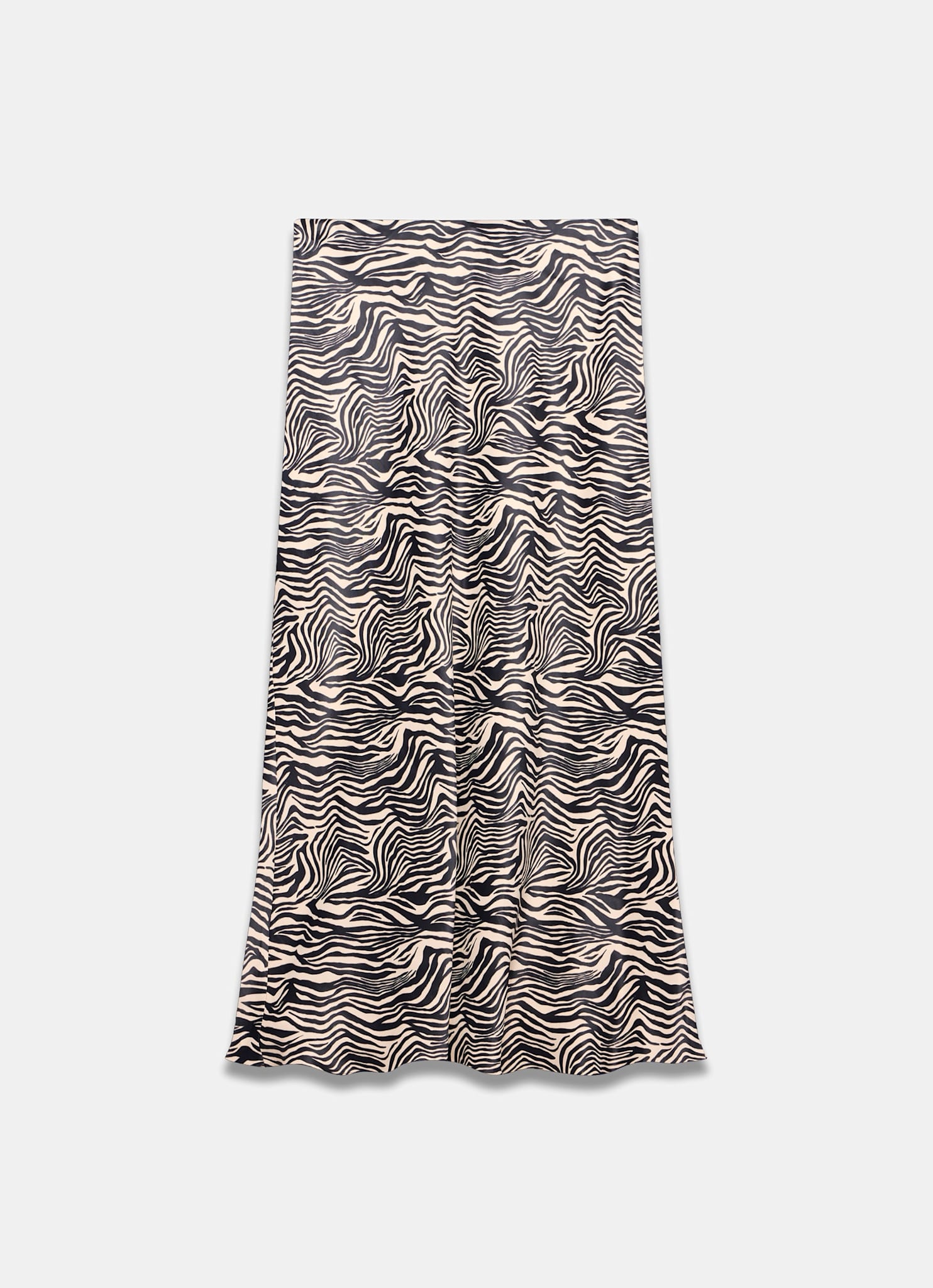 Zebra Print Satin Slip Midi Skirt