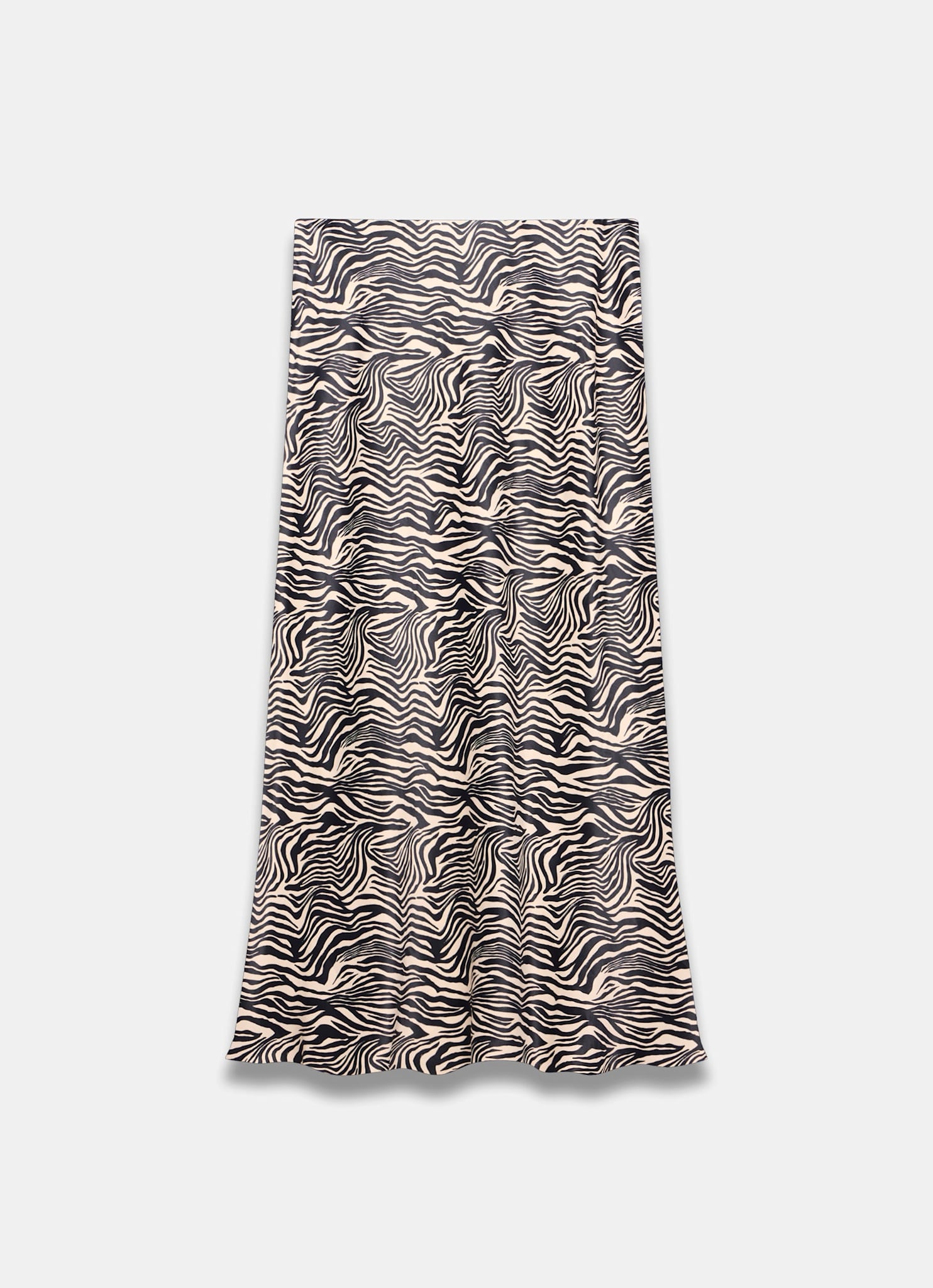 Zebra Print Satin Slip Midi Skirt